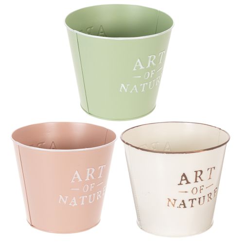 Lot de 3 cache-pots ronds en métal style vintage - 17 cm | Floristik24.be