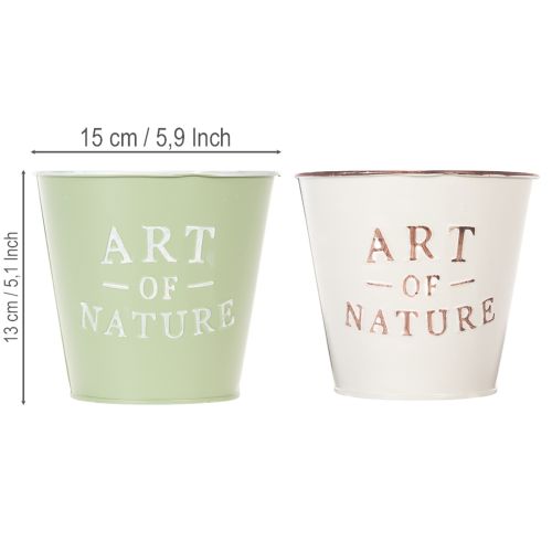 Lot de 2 cache-pots décoratifs en métal "Art of Nature" 15 cm multicolores | Floristik24.be