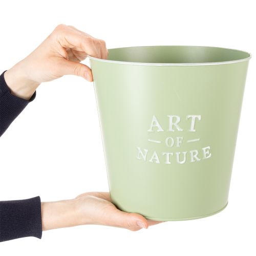 Article Pot de fleurs en zinc, jardinière en métal, vert menthe, Ø 22 cm, H 21 cm