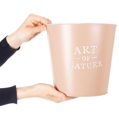 Lot de 2 cache-pots ronds en métal 22 cm vert et rose pastel | Floristik24.be