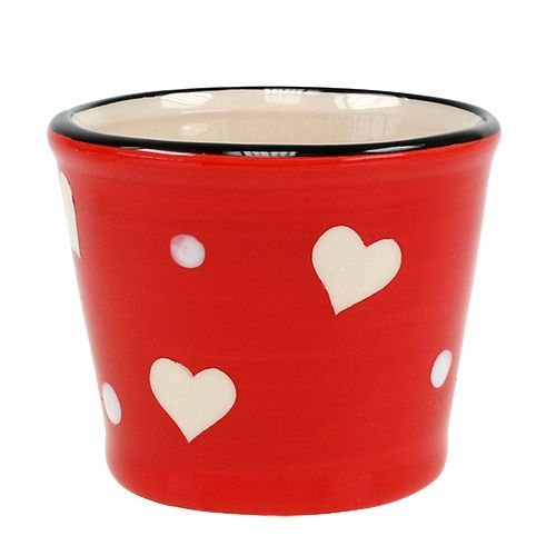 Floristik24 Pot de fleur avec coeurs rouges Ø7,5cm H6cm 12pcs