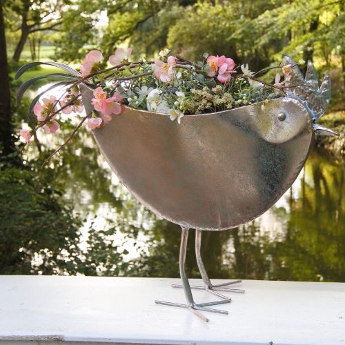 Article Cache-pot Poulet Métal Oiseau Métallisé Rosé 51×16×37cm