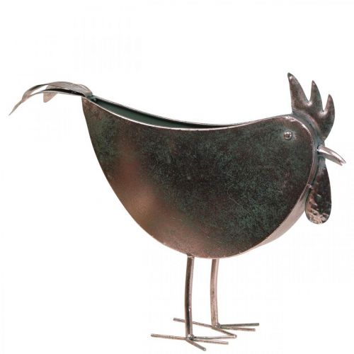 Floristik24 Cache-pot Poulet Métal Oiseau Métallisé Rosé 51×16×37cm