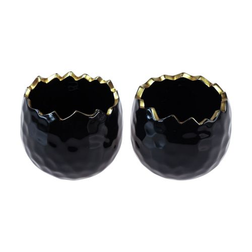 Article Pot de fleur pot aubergine en céramique noir Ø10cm H8cm 2 pcs
