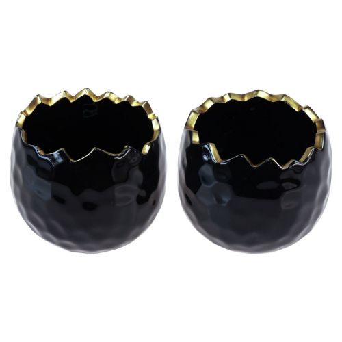 Article Pot de Fleur Oeuf en Céramique Noir Pot de Plante Noir Ø12cm 2pcs