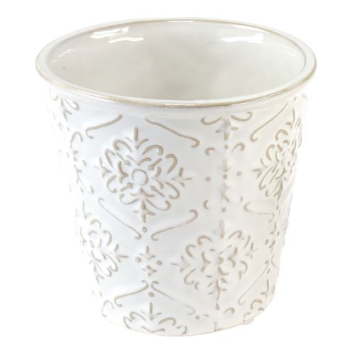Floristik24 Pot de fleurs jardinière en céramique blanc crème beige Ø13,5cm 2pcs