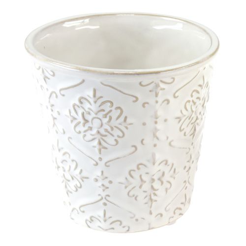 Floristik24 Pot de fleurs jardinière en céramique blanc crème beige Ø13,5cm 2 pcs