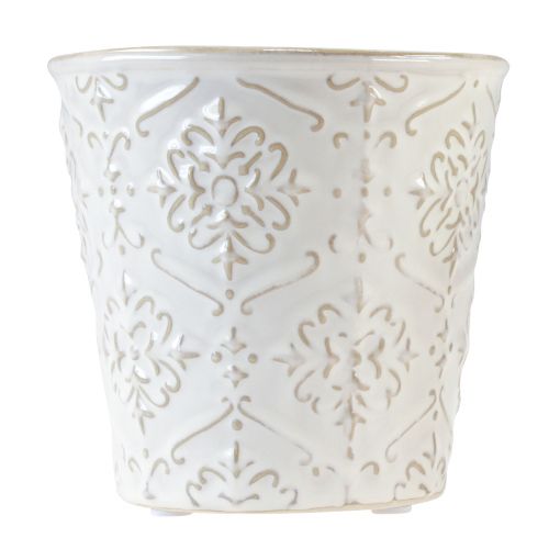 Floristik24 Pot de fleurs jardinière en céramique blanc crème beige Ø13,5cm 2 pcs