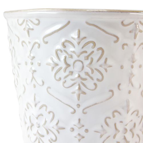 Floristik24 Pot de fleurs jardinière en céramique blanc crème beige Ø13,5cm 2 pcs