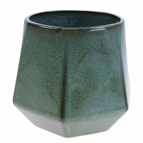 Cache-Pot Jardinière Céramique Vert Hexagonal Ø18cm H15cm