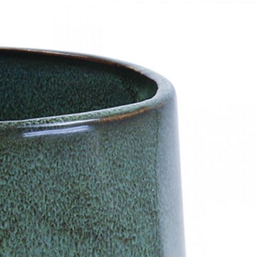 Article Pot de fleur jardinière céramique vert hexagonal Ø10cm H9cm