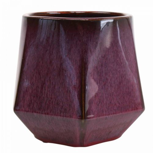 Pot de Fleur Jardinière Céramique Rouge Hexagonal Ø18cm H15cm