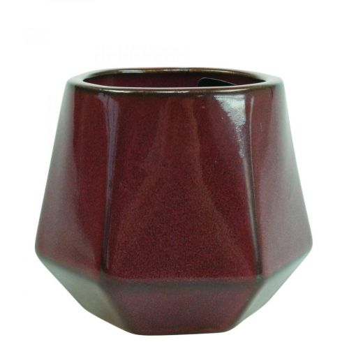 Cache-Pot Jardinière Céramique Rouge Hexagonal Ø10cm H9cm