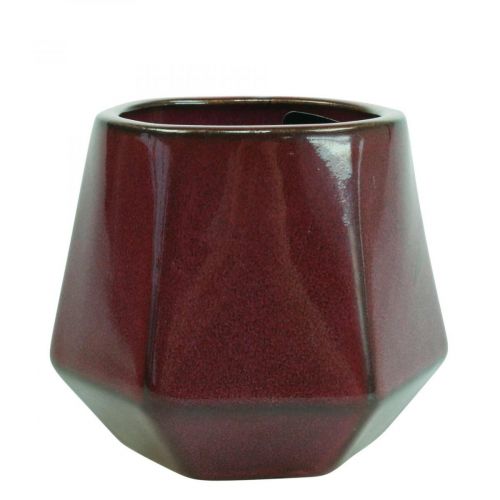 Article Cache-Pot Jardinière Céramique Rouge Hexagonal Ø10cm H9cm