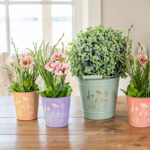 Article Pot de fleurs jardinière en métal violet Ø11,5cm H11,5cm
