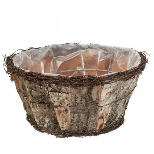 Floristik24 Pot de fleurs cache-pot rond écorce de bouleau vignes Ø24cm H13cm