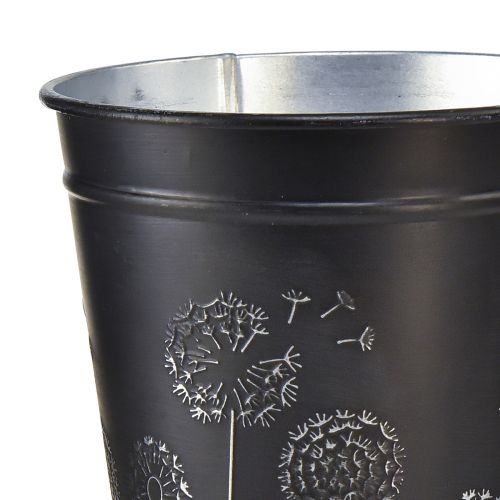 Article Pot de fleur jardinière noir argent métal Ø12,5cm H11,5cm