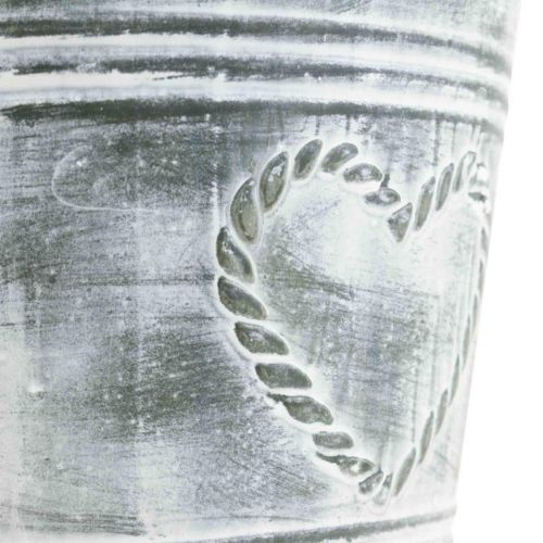 Article Pot de fleurs Shabby Chic jardinière métal coeur Ø17,5cm H15,5cm