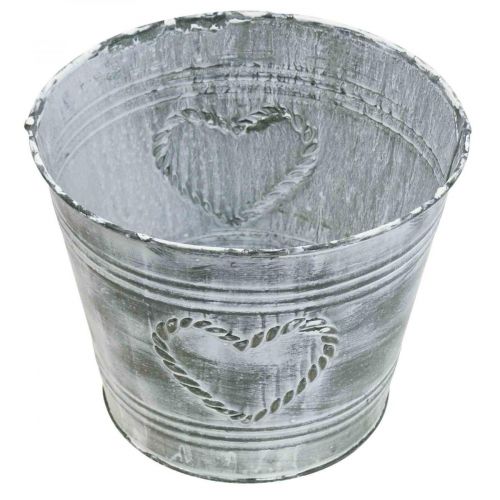 Article Pot de fleurs Shabby Chic jardinière métal coeur Ø22cm H17,5cm
