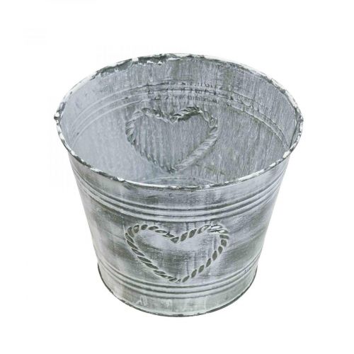 Floristik24 Cache-pot shabby chic cache-pot métal coeur Ø17cm H13.5cm