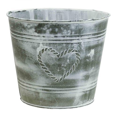 Floristik24 Pot de fleurs Shabby Chic jardinière métal coeur Ø17,5cm H15,5cm