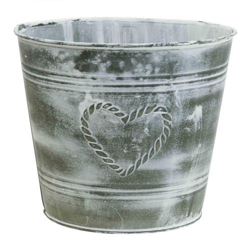 Floristik24 Cache-pot shabby chic métal coeur Ø17,5 cm H15,5 cm