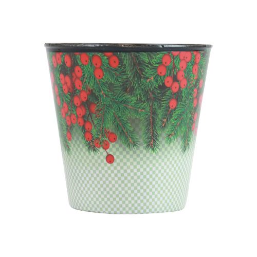 Floristik24 Pot de fleurs Jardinière de Noël seau Ilex Ø11cm H10,5cm