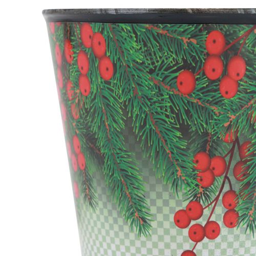 Floristik24 Pot de fleurs Jardinière de Noël seau Ilex Ø11cm H10,5cm