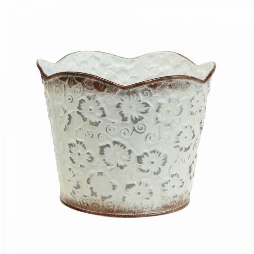 Floristik24 Cache pot cache pot métal blanc Ø13cm H11.5cm