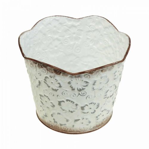 Floristik24 Cache pot cache pot métal blanc Ø13cm H11.5cm