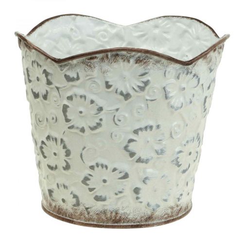 Floristik24 Cache pot cache pot métal blanc Ø16cm H12.5cm