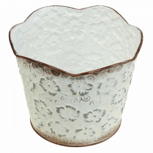 Floristik24 Cache pot cache pot métal blanc Ø16cm H12.5cm