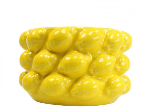 Pot de fleur jardinière citron céramique jaune Ø18,5cm H12cm