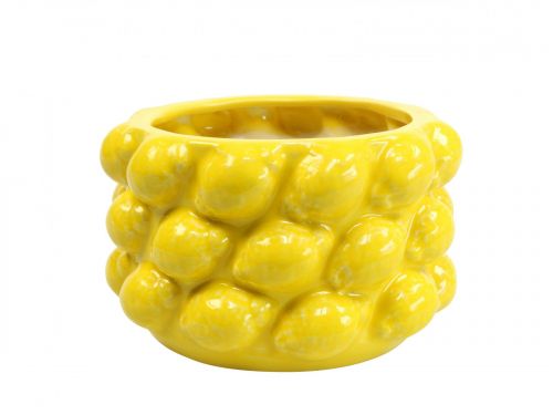 Article Pot de fleur jardinière citron céramique jaune Ø18,5cm H12cm