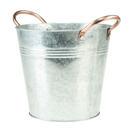 Pot de fleur avec anses seau décoratif en métal Ø16cm H15cm