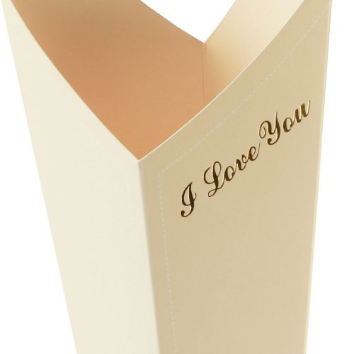 Article Sac à fleurs roses emballage cadeau crème 46cm 12 pcs