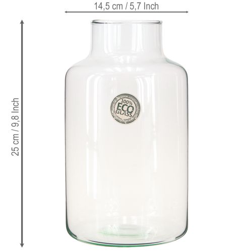 Article Vase à fleurs décoratif en verre avec col transparent Ø14,5cm H25cm