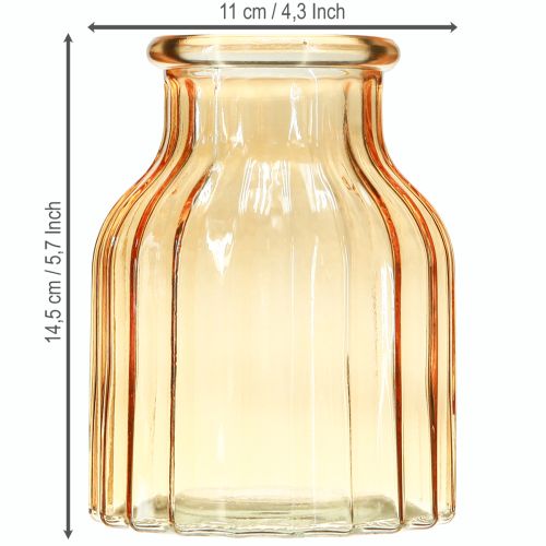 Article Vase à fleurs en verre orange design rétro Ø11cm H14.5cm 2pcs
