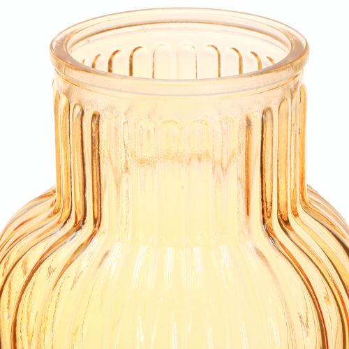 Article Vase à fleurs en verre orange à rainures rétro Ø13,5cm H20cm