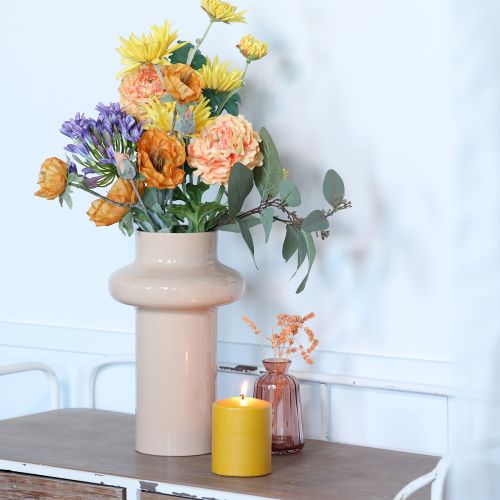 Article Vase à fleurs en métal émaillé marron cappuccino Ø17cm H23cm