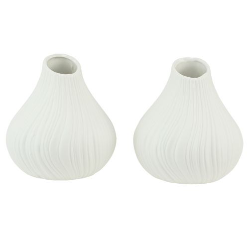 Floristik24 Vase à fleurs forme oignon céramique blanc Ø13cm H13,5cm 2pcs