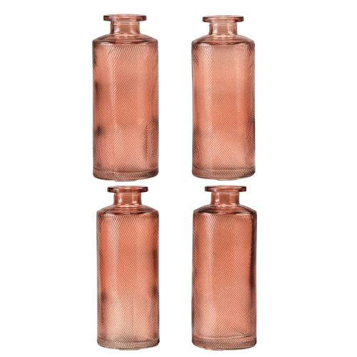 Vase à Fleurs Mini Verre Décoration Rétro H13cm Orange 4pcs