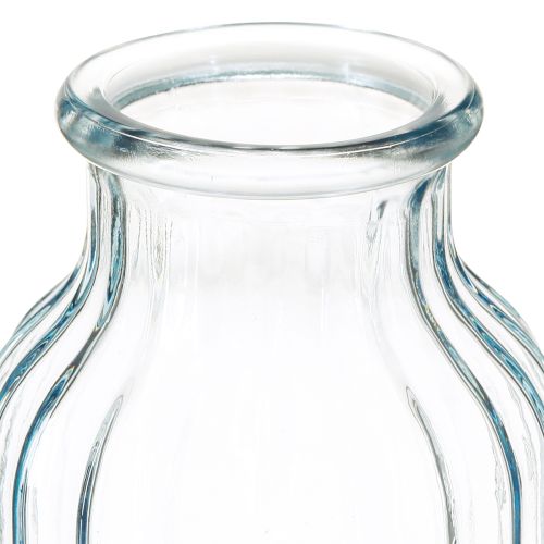 Article Vases à fleurs en verre à rainures bleu Ø11cm H14.5cm 2pcs