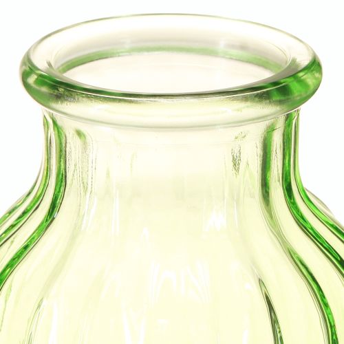 Article Vases à fleurs en verre vert décoration rétro Ø11cm H14.5cm 2pcs