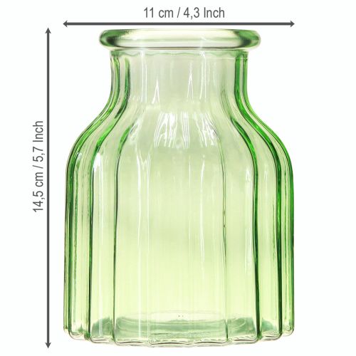 Article Vases à fleurs en verre vert décoration rétro Ø11cm H14.5cm 2pcs