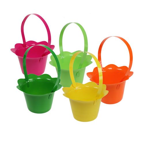 Floristik24 Pot de fleurs avec anse, multicolore Ø 15 cm h. 9,5 cm 10 p.