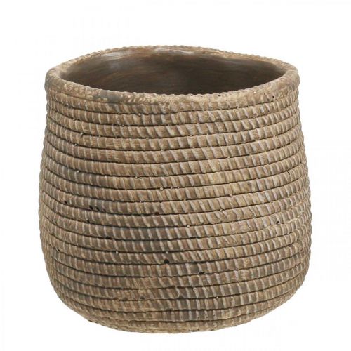Floristik24 Pot de fleur bohème motif tressé jardinière céramique Ø12cm H14cm 2pcs