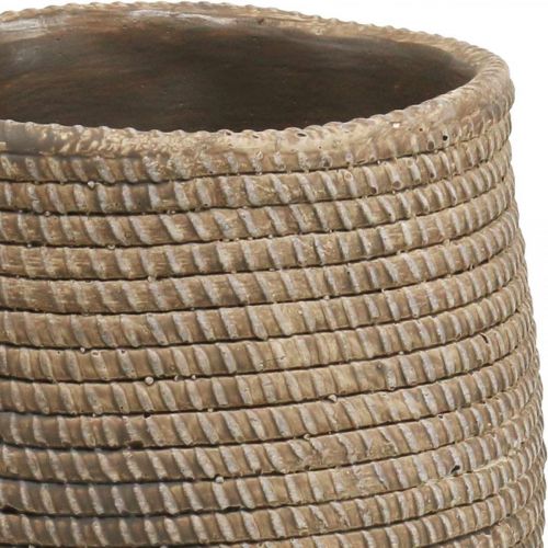 Floristik24 Pot de fleur bohème motif tressé jardinière céramique Ø12cm H14cm 2pcs