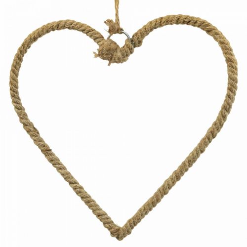 Floristik24 Style Boho, anneau décoratif en métal coeur ruban de jute B23cm 4pcs