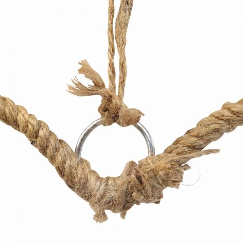 Style bohème, anneau décoratif coeur métal anneau jute ruban L33cm 3pcs